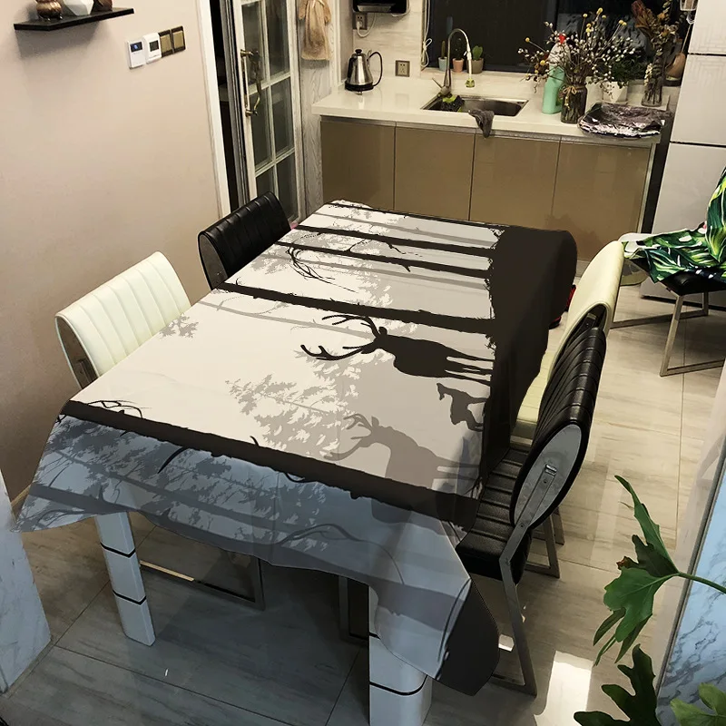 Скатерть с 3D принтом мультяшных животных, скатерть моющаяся, Пылезащитная, с рисунком оленя, скатерть для дома, декоративная