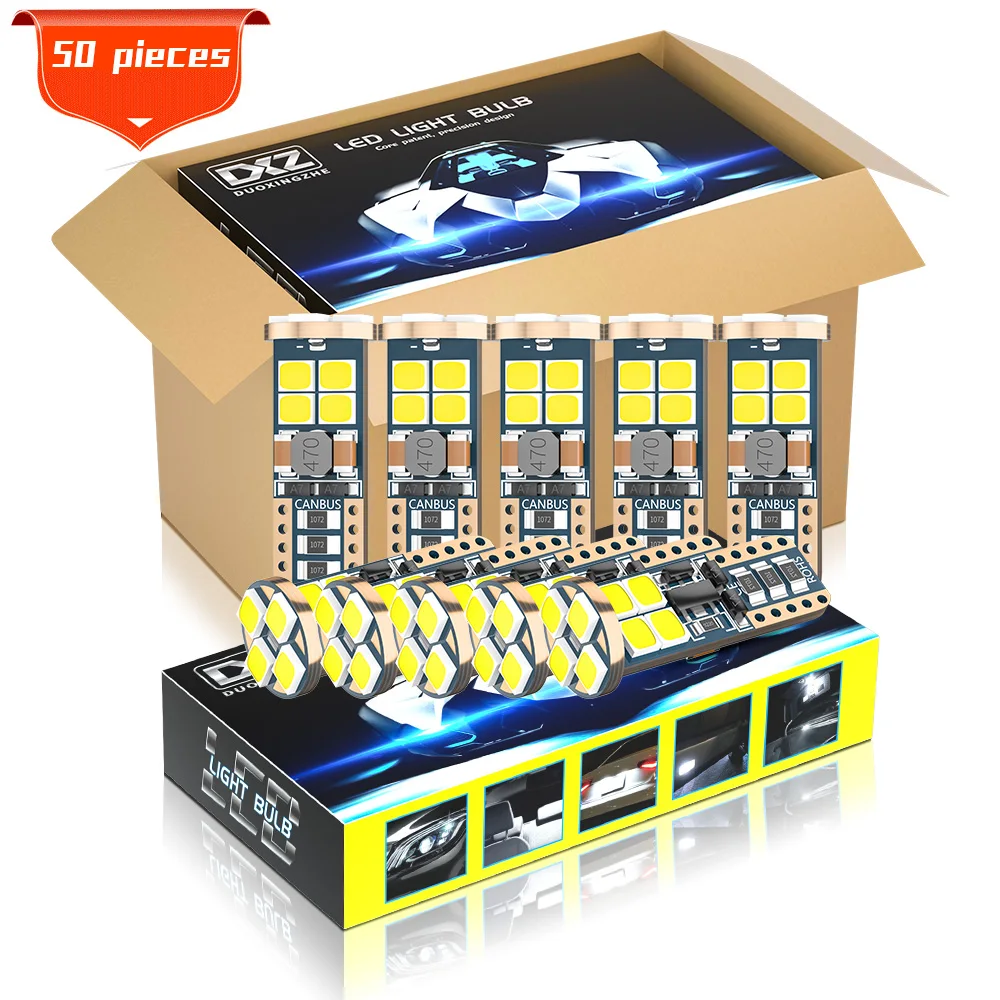 Светодиодные лампы DXZ 50 шт. Canbus W5W T10 12 SMD В/24 В 6500 К белый 194 168 для салона автомобиля