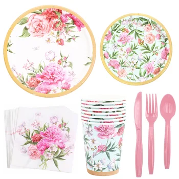 

1 Set 124pcs Party Dishware Beautiful Decorative Cute Paper Durable Party Plate for Birthday Party