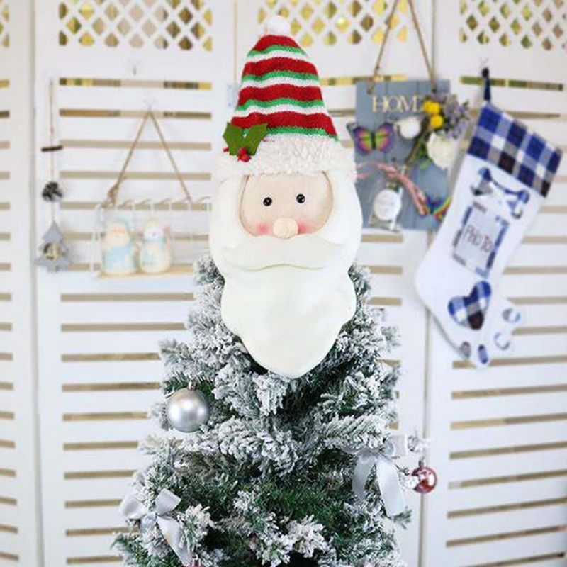 

Christmas Tree Decor Doll Topper Snowman Santa Reindeer Felt Christmas Tree Hat Xmas Decorations