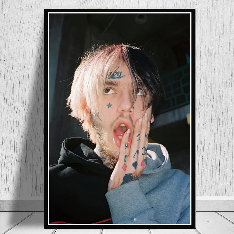 Плакат Горячая Lil Peep R.I.P Рэпер Хип-хоп новая музыкальная певица звезда настенная живопись на холсте картины для гостиной домашний декор - Color: Brown