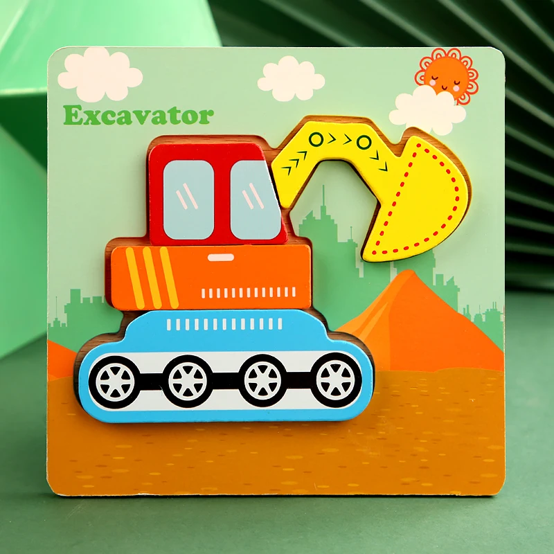 High Quality 3D Wooden Puzzles Educational Cartoon Animals Early Learning Cognition Intelligence Puzzle Game For Children Toys 13