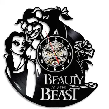 

Vinyl Record Wall Clock Modern Design Beauty and The Beast Clocks Black Creative Classic CD Wall Watch Home Decor Silent 12 inch