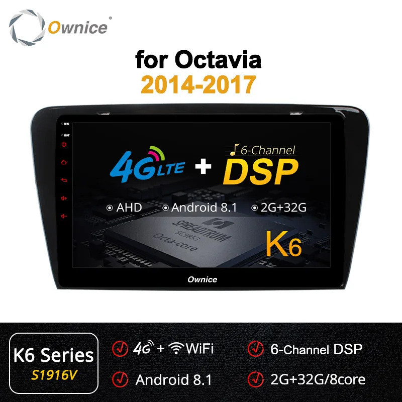 Ownice Android 9,0 360 панорама 8 ядерный k3 k5 k6 автомобильный Радио dvd-плеер gps для Volkswagen Octavia A7 DSP SPDIF - Цвет: S1916 K6