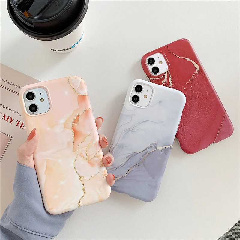 

Ink painting marble soft phone case for iphone 11 Pro Max XS XR X 8 7 Plus 7Plus matte shield granite stone silicone back cover