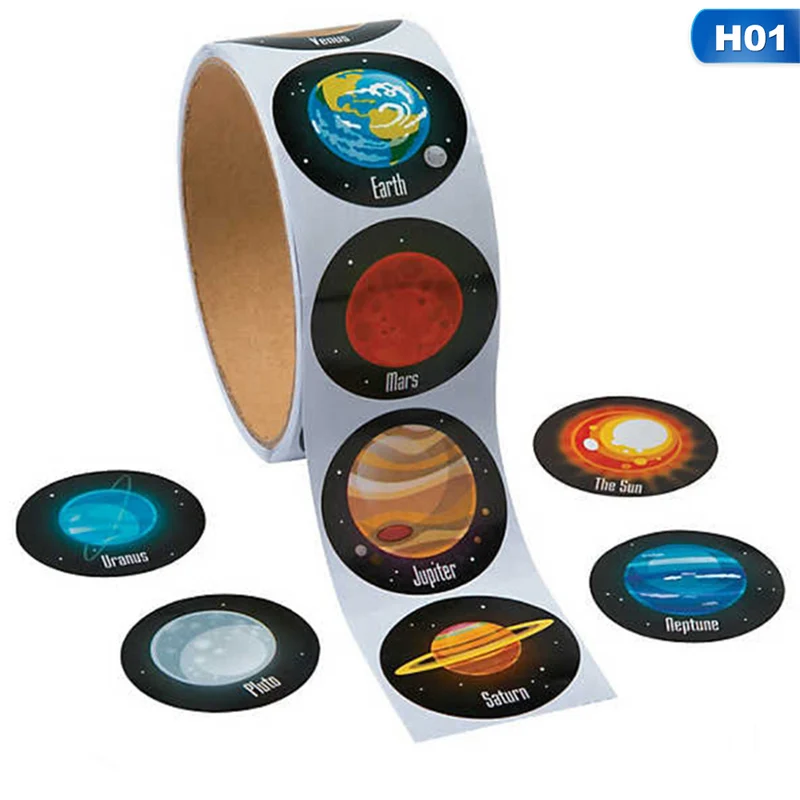 

For Envelope Planner Scrapbook 2 Roll Round Self Adhesive Planet Sticker Creative Space Sticker Roll Decoration Sticker Decals