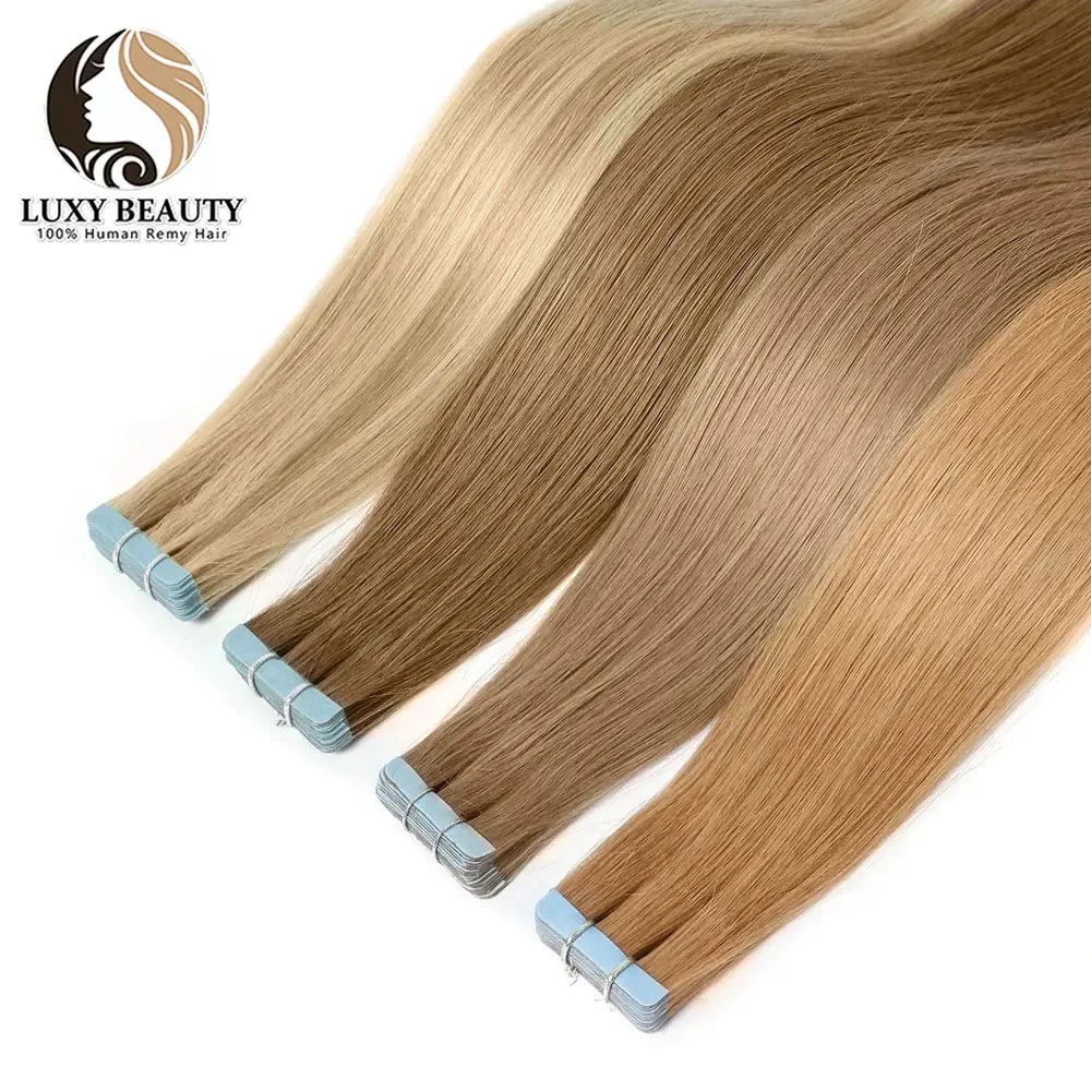 Extensiones de cabello humano Remy, cutículas, sin costuras, pelo Natural, negro, marrón, Rubio, 14, 18, 22 pulgadas, 20/40 Uds.