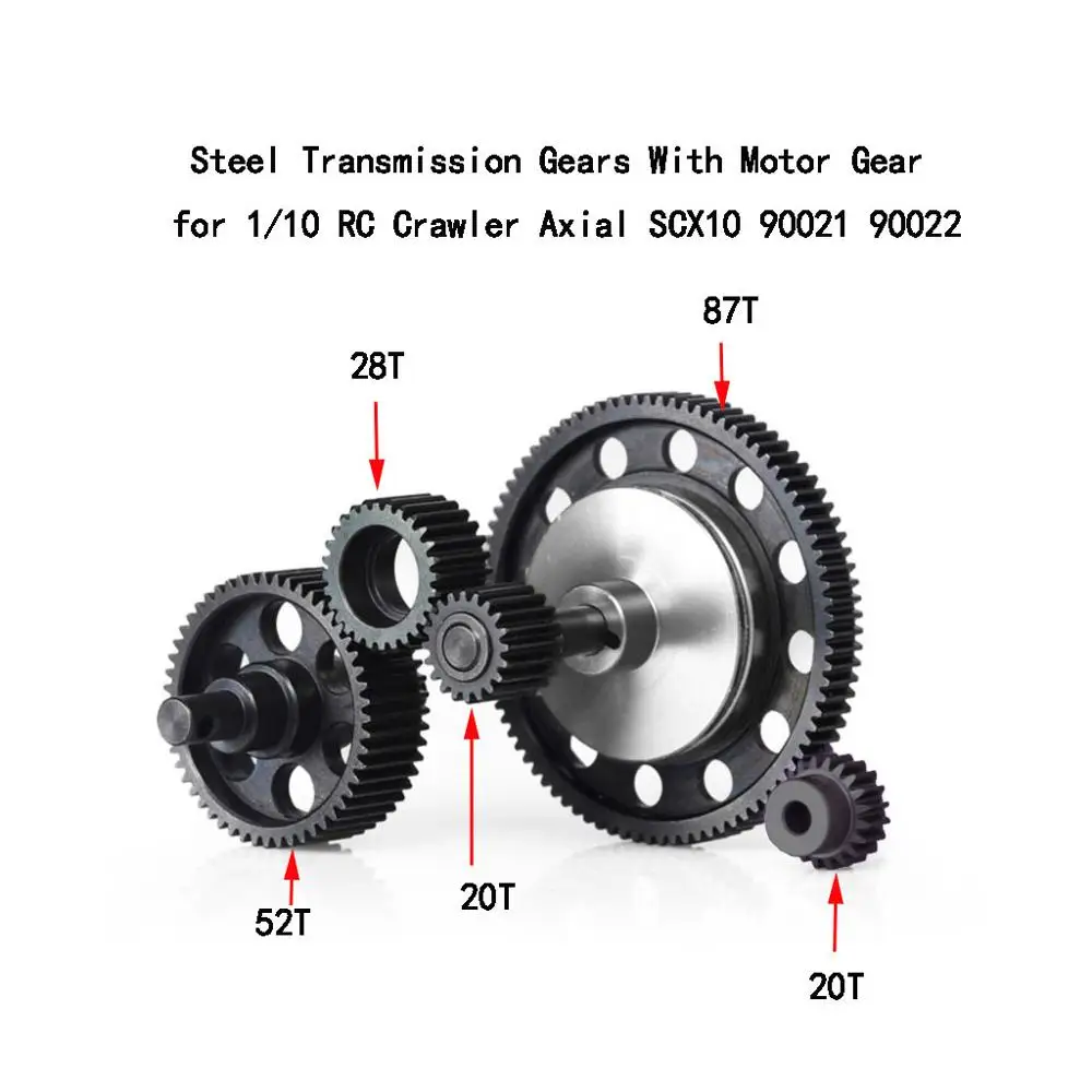 Complete Set Hardened Steel Transmission Gears With Motor Gear for 1/10