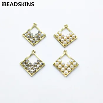 

New arrival!28x25mm 50pcs Rhinestone/Imitation Pearl charm for Hand Made Earrings DIY parts,Jewelry making Findings & Components