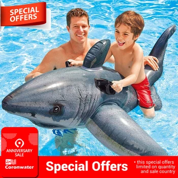 

Great White Shark Ride Inflatable Kids Swimming Pool Float Raft # 57525