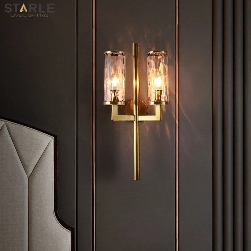 

Postmodern wall lamp light luxury all copper living room TV background wall minimalist designer hotel lobby corridor lamps
