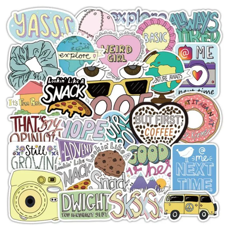 

10/30/50 PCS Small Fresh Cartoon Graffiti Laptop Luggage Skateboard Guitar Waterproof Stickers Wholesale