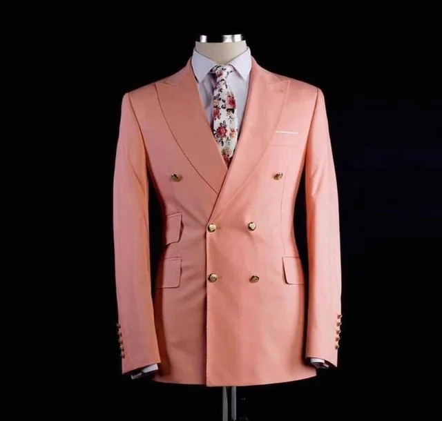 

New Arrival Pink Mens Suits Groomsmen Wedding Slim Fit Tuxedos For Men Custom Made Prom Suit Two Pieces (Jacket+Pants)
