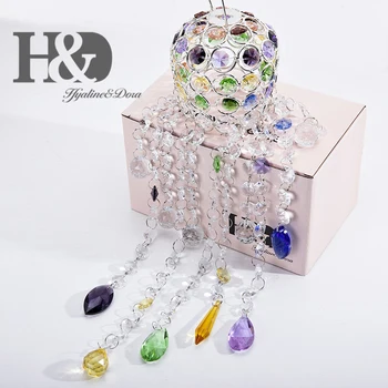 

H&D Hanging Wind Chime for Garden Crystal Ball Drop Prism Suncatcher Chakra Octagon Bead Rainbow Maker Window Decor For Home DIY