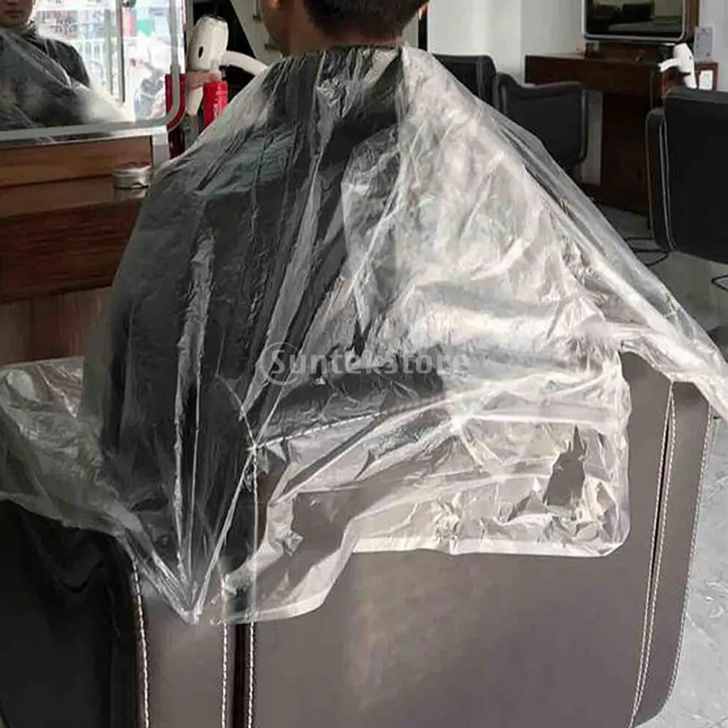 50/100pcs Disposable Hair Cutting Cape Salon Gowns Barber Capes Cloth Clear Bib