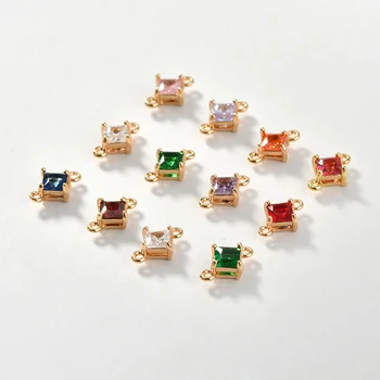 

High Quality Crystal Rhinestone Square Connector Charms DIY Jewelry Findings 40pcs 11*7mm Gold Tone Alloy Earring Pendants Craft
