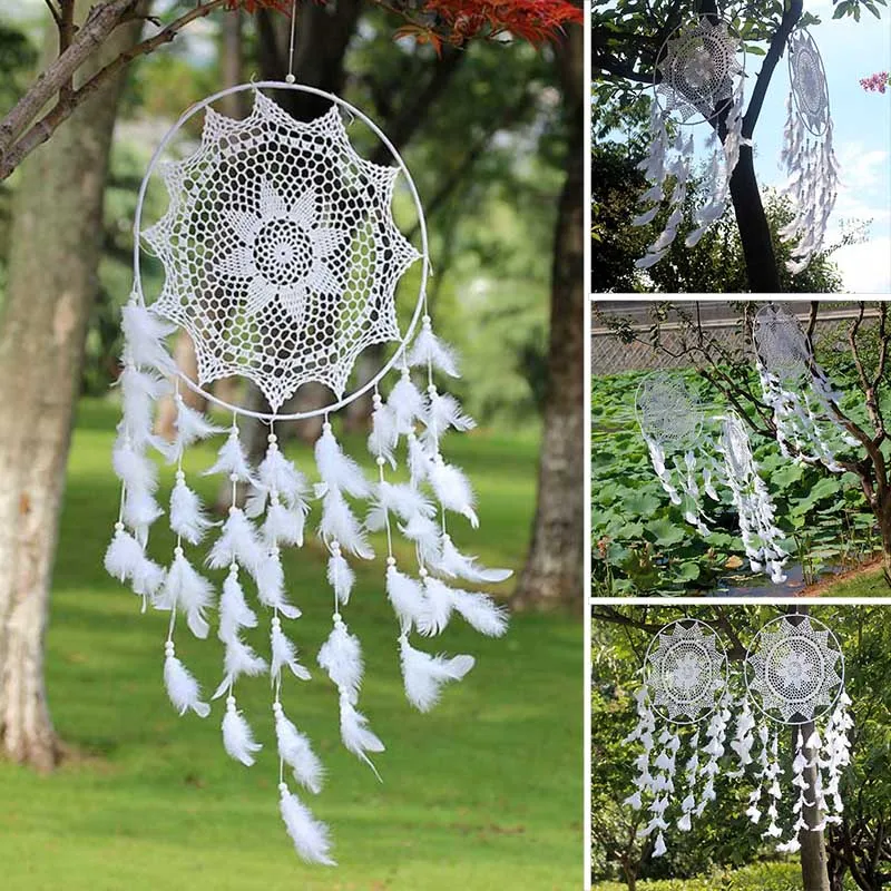 

Dream Catcher Wind Bell Hollow Feather Mall Ceiling Home Wedding Decor Props DNJ998