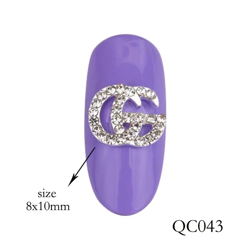 QC043 10 шт. новых украшений для дизайна ногтей, блестящие стеклянные драгоценные Стразы серии, дизайнерские золотистые и Серебристые Подвески с эффектом «сделай сам», аксессуары для ногтей - Цвет: QC043