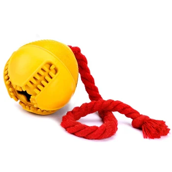

Dog Jolly Ball ,Ball Rubber Chewing Interactive Dog Toy Super Tough Tooth Cleaning Training Ball with Rope