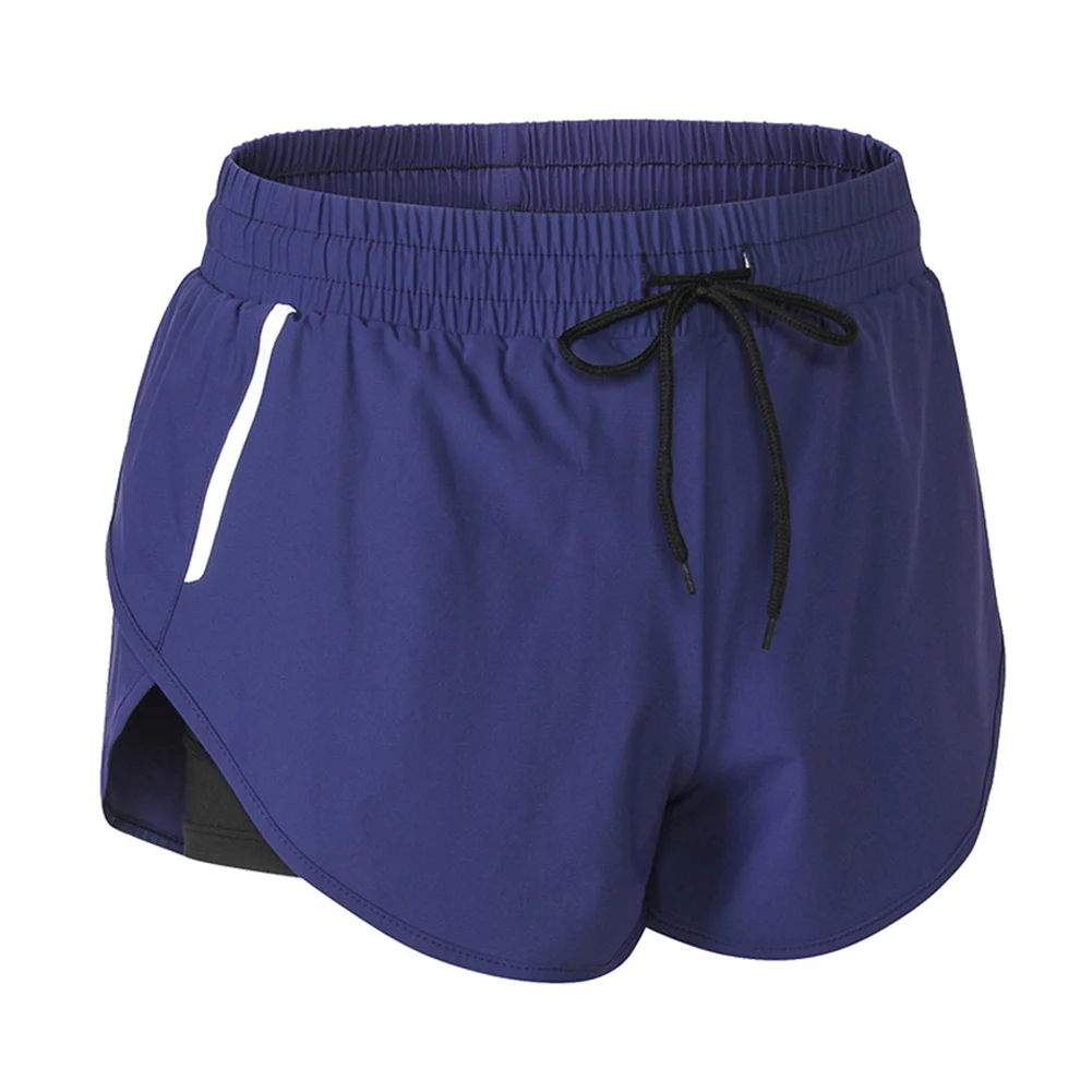 Navy Blue Женские быстросохнущие шорты ночные Светоотражающие Полоски фитнес спортивные короткие штаны TT@ 88 - Цвет: Navy Blue