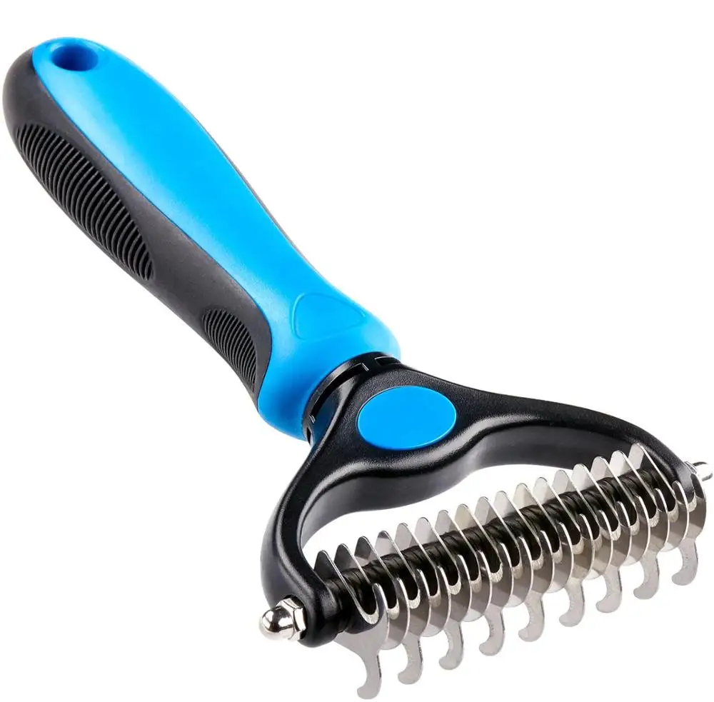 

Undercoat Rake for Cats & Dogs - Safe Dematting Comb for Easy Mats & Tangles Removing - No Nasty Shedding and Flying Hair