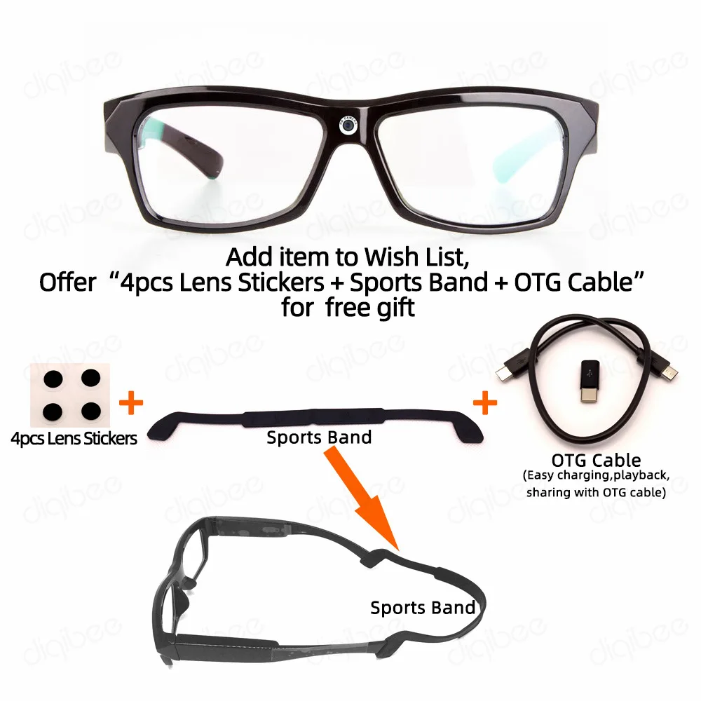 

TR90 frame UVC vibrato smart camera/photo glasses, Android OTG HD 1080P driving record sports DV, car security camera