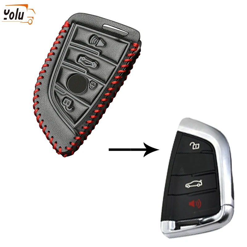 

YOLU Leather Men Car Key Bag Case Cover Key Holder for BMW x5 x6 Auto Car Key Case Covers Shell