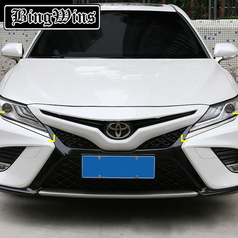 Аксессуары для стайлинга автомобилей для Toyota Camry- Хром Передняя фара лампа век брови полосы крышка отделка