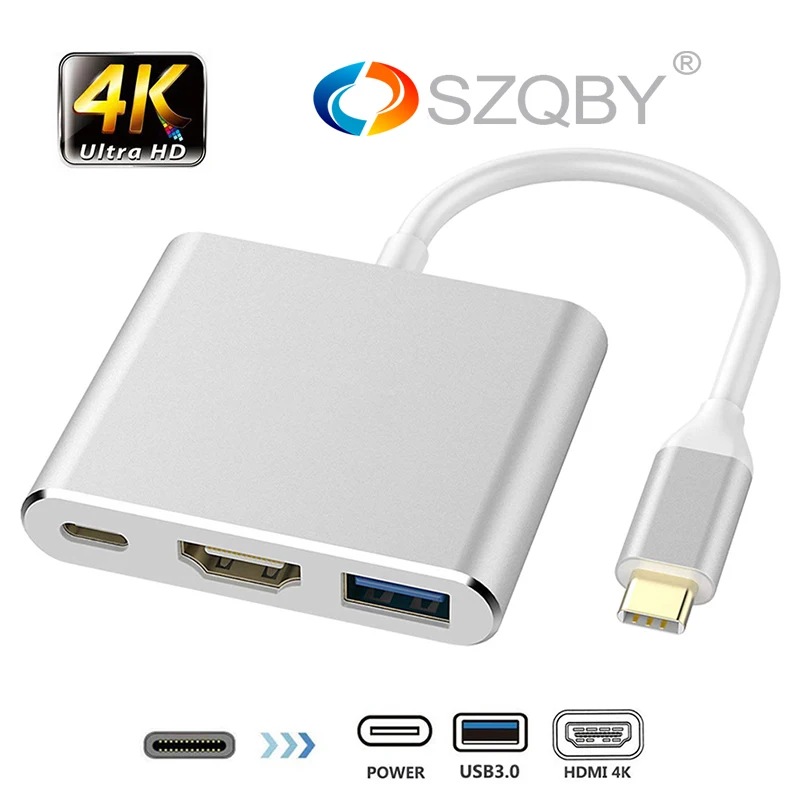 

USB3.1 Type-C Hub/Splitter for HDMI USB3.0 and Fast Charging Power Dock for MacBook Pro USB Type C Adapter 3 in 1