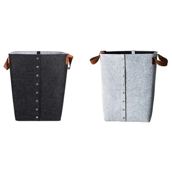 

Felt Storage Basket with Open Buttons Dirty Clothes Laundry Basket Foldable Clothing Bags Child Kids Toys Organizer Hamper