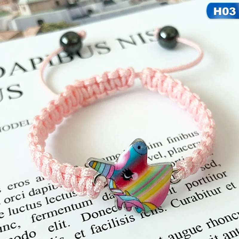 Модный детский очаровательный браслет с изображением животных, единорога, Детские вечерние браслеты, подарок на день рождения - Окраска металла: H03