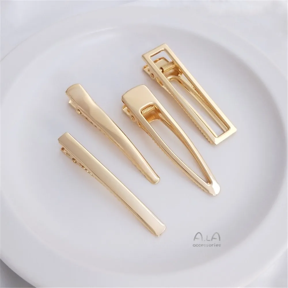 

14K Gold Plated Korean duck beak clip thickened square clip a word clip DIY hand-made hairpin headdress accessories