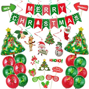 

1Set Christmas Balloon Set mium Aluminum Foil Santa Reindeer Snowman Balloon Kit Christmas Decorations Balloon Kit