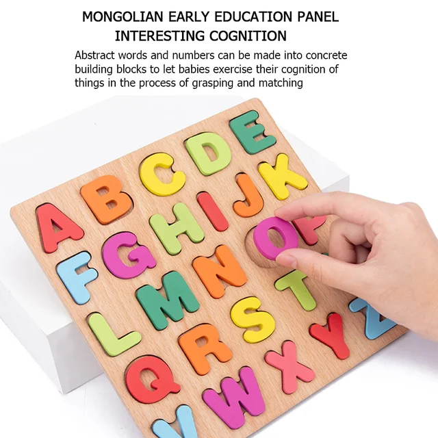 Alphabet Digital Wooden Toys Children 20x20cm Kid Number Letter Matching Jigsaw Board Learning Toy Puzzle Jigsaw for Children 5