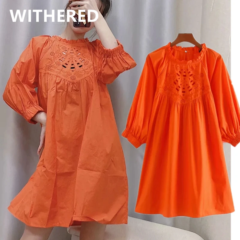 

Withered england indie folk vintage hollow out embroidery loose cotton summer dress women vestidos de fiesta de noche vestidos