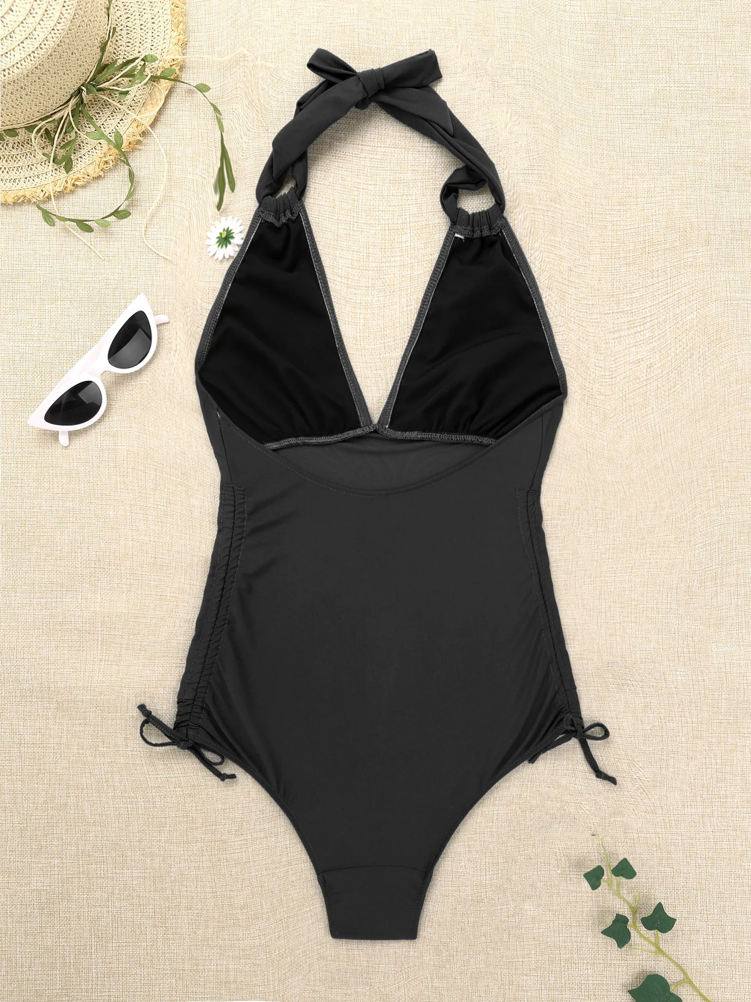TiaoBug Summer Floral Print Maternity Bikini Swimsuits One Piece V-Neck Pregnancy Swimwear Halter Swimming Pool Bathing Jumpsuit