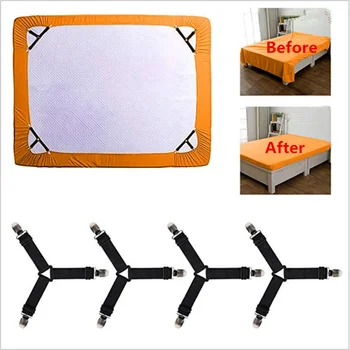 

4Pcs/Set Bed Sheet Clip Bed sheet Belt Fastener Mattress Elastic Non-slip Clip Blanket Gripper White and Black