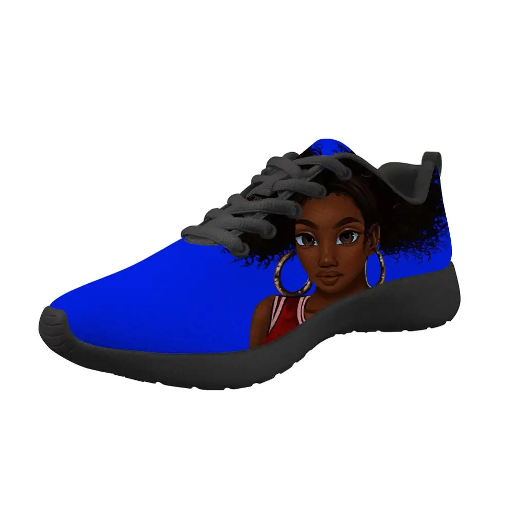 FORUDESIGNS; черные женские туфли на плоской подошве с художественным принтом в африканском стиле; женские легкие сетчатые туфли на плоской подошве; модные кроссовки; - Цвет: YQ3595Z41