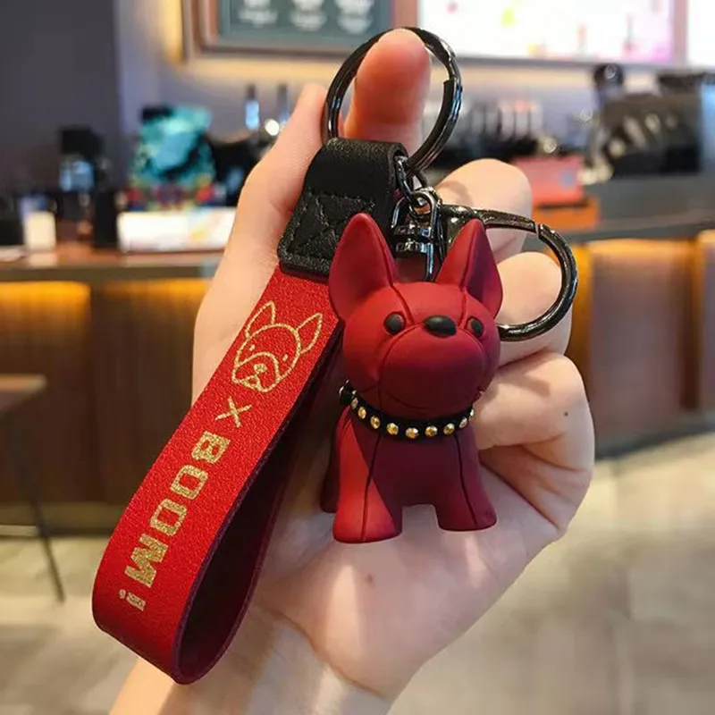 Lv French Bulldog Pu Leather Keychain/ Bag Charm