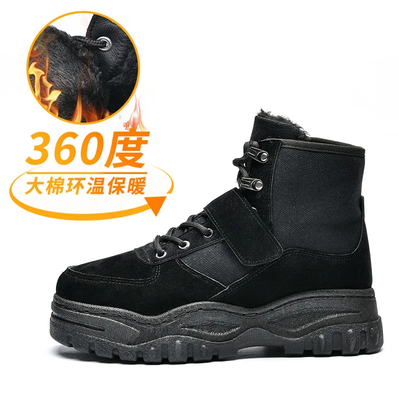 AGUTZM/Ботинки martin г. Новая мужская зимняя хлопковая обувь теплые зимние ботинки мужская обувь на толстой подошве Z174 - Цвет: Черный