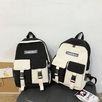 

Men Women Buckle Waterproof Backpack Cute Luxury School Bag Book Black White Nylon Student Backpack Travel Bags Laptop Bags