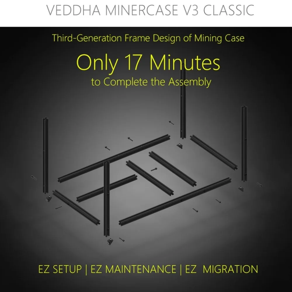Высокопроизводительный Veddha V3C6 GPU Ферма для майнинга алюминиевый сплав Штабелируемый чехол до 6 GPU открытая воздушная рама Кронштейн