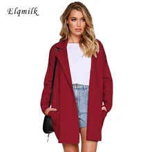 ELQMILK, новинка, модные зимние шерстяные теплые женские пальто, высокое качество, длинный рукав, женские карманы, уличная одежда, повседневные женские пальто
