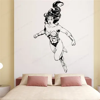 

Wonder Woman Wall Sticker vinyl Marvel Comics Superhero wall Decal Home Decoration Waterproof art Mural HJ892