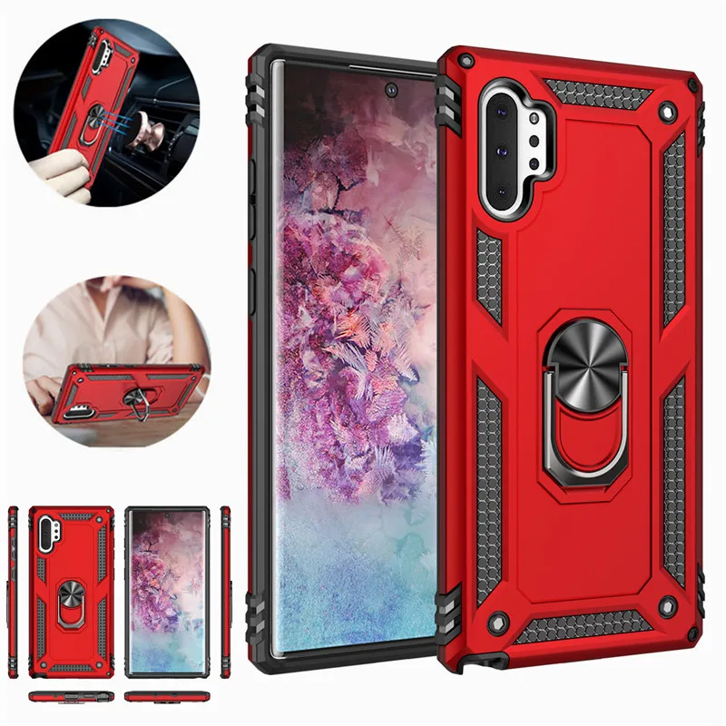 

Luxury Magnet Metal Ring Case For Samsung Galaxy Note 10 + Rugged Armor Hard Cover For Note 10 plus Note 10 pro Car Holder Coque