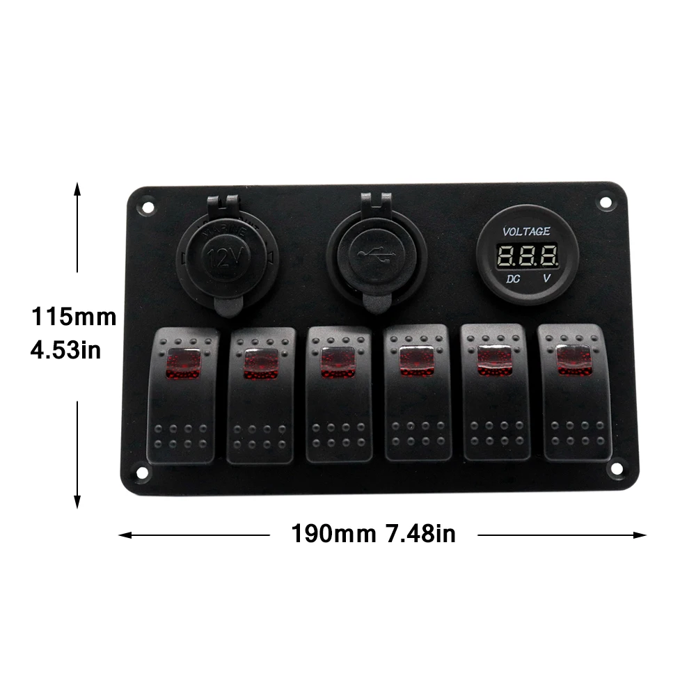 IZTOSS 12 V-24 V DC 6 Gang морской катер автомобиля RV красный светодиодный переключатель кулисный переключатель Панель с светодиодный Мощность гнездо 3.1A dual USB вольтметр