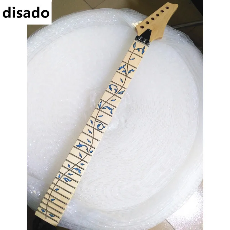 disado 24 Frets maple Electric Guitar Neck maple fingerboard inlay blue tree of life wood color Guitar accessories parts