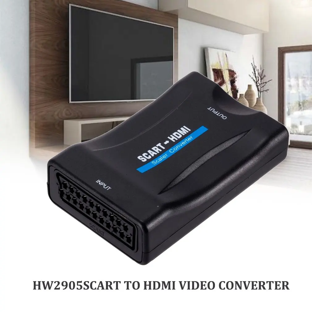 Мини SCART К HDMI 1080P видео аудио высококлассный конвертер адаптер для HD tv DVD для Sky Box STB Plug and Play с кабелем постоянного тока