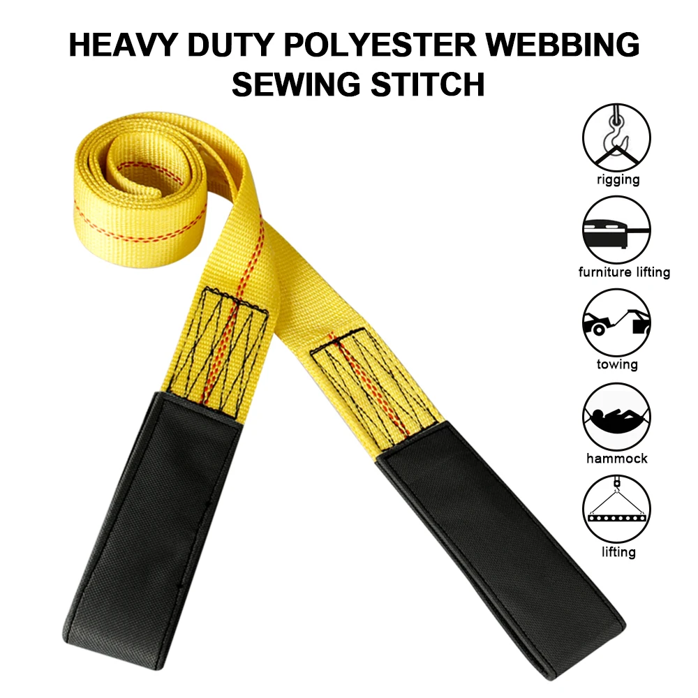 

Nylon Lifting Sling Straps with Heavy Duty Flat Loops 10000Lbs Car Trailer Towing Rope 2" x 6FT