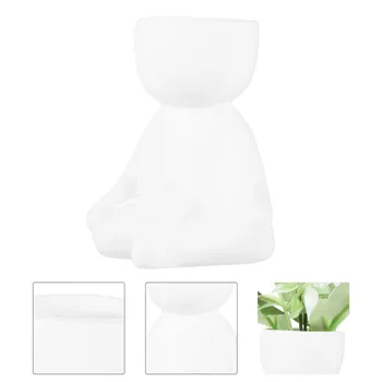 

1pc Humanoid Ceramic Flowerpot Pretty Stylish Exquisite Succulent Planter Garden Plant Pot Desktop Decor for Office